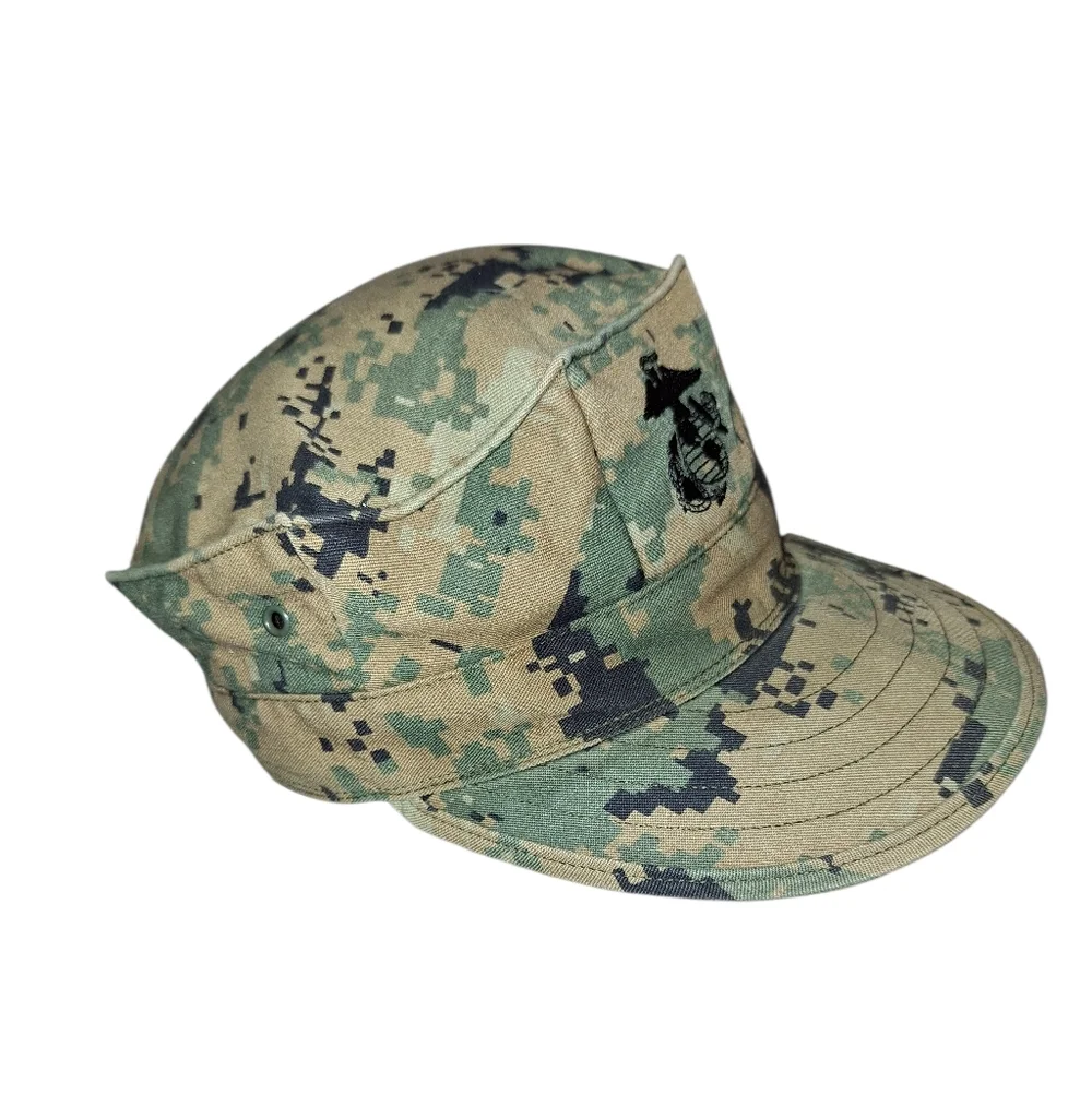 Cotton Nylon Twill Blend US Marine Hat Cap Small Used Militaria Camo Woodland